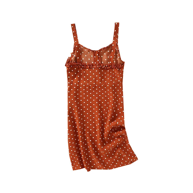 

Summer New Products Europe And America Retro Polka Dot Frilled Tight Sexy Strapped Dress Sleeveless Chiffon Dress