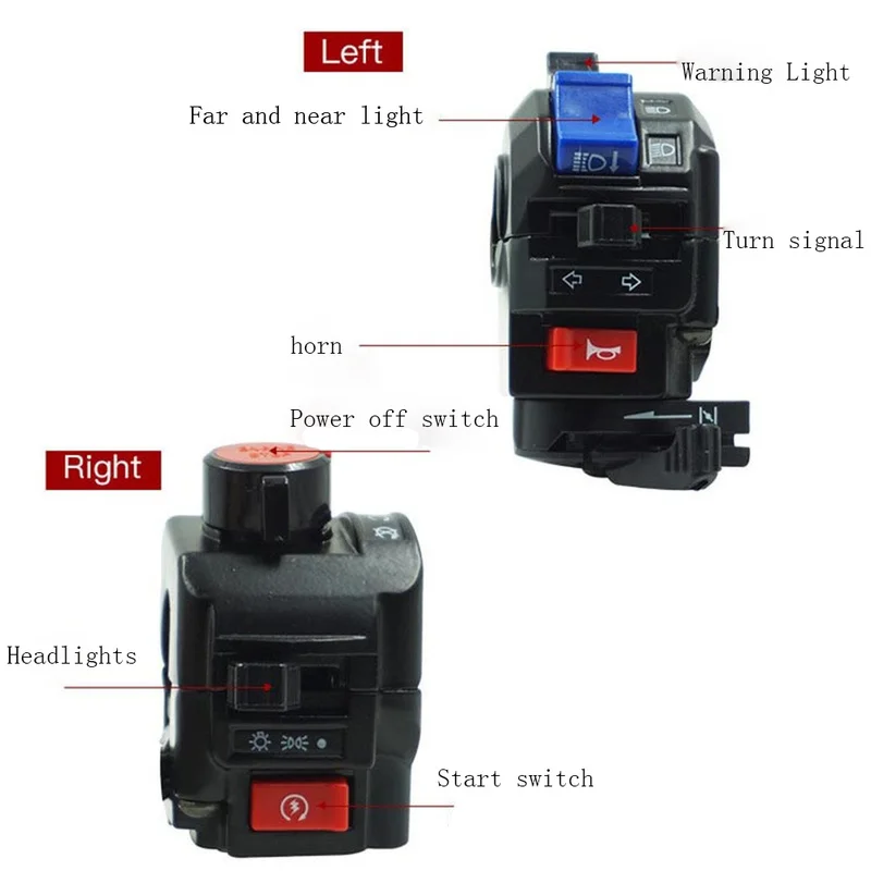 1 пара мотоциклетных переключателей 150 для левого и правого сидения, мотоциклетные фары, комбинированные выключатели, аксессуары 22 мм