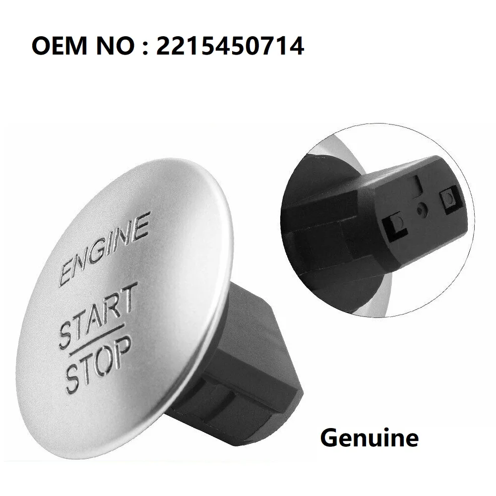 plateado interruptor de encendido del motor para accesorios de Mercedes 2215450714 Botón Keyless Go Ignition Go Start Stop Botón pulsador