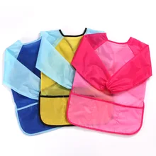 Детский водонепроницаемый фартук для рукоделия, халат для детей, сделай сам, рисование, рисование, для выпечки, еды, фартуки, карманы для краски, кисть, инструмент