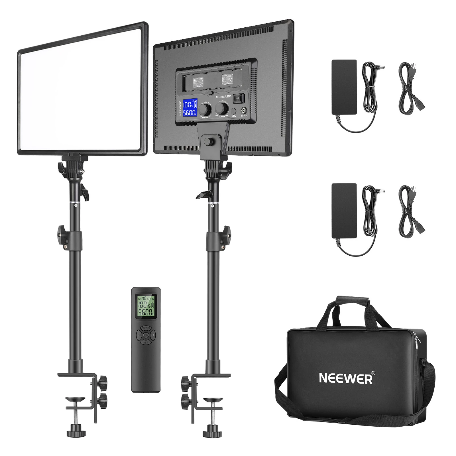 Neewer 90W Desk Mount LED Video Light C Clamp Stand Kit with Wireless