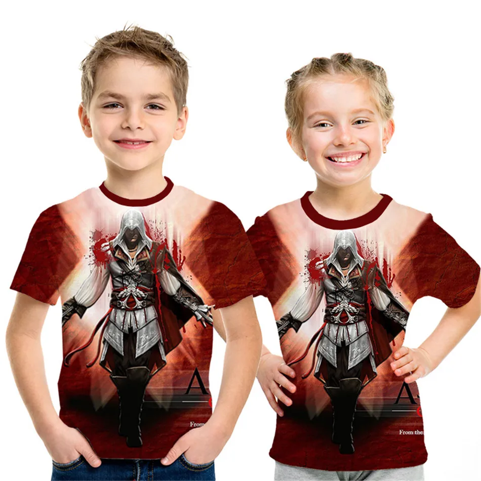 Летняя футболка с 3D принтом Assassins Creed для детей от 4 до 12 лет модная футболка с принтом аниме для мальчиков и девочек Детские футболки в стиле хип-хоп - Цвет: picture show NT-862