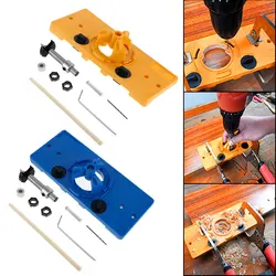 Plantilla de bisagra oculta de 35mm, guía de taladro de agujero plano + cortador Forstner, herramientas de bricolaje para carpintería, broca