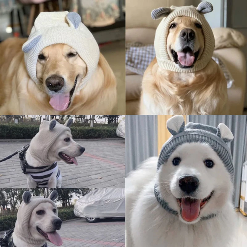 Smartpet хлопчатобумажные вязаные шапки для собак, теплые ветрозащитные шапки с заячьими ушками для собак, кошек, осенне-зимние шерстяные шапки для домашних животных, шапка для собак, головной убор