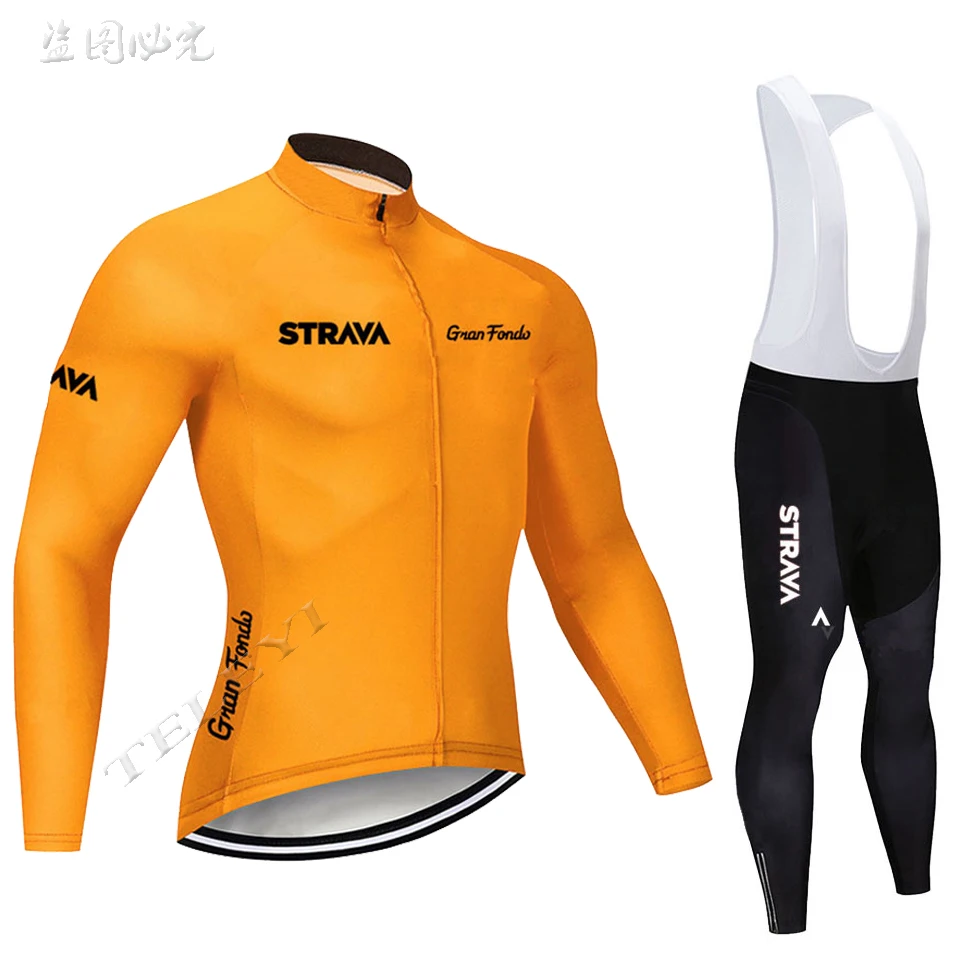 11 Strava майки для велоспорта Ropa Maillot Ciclismo с длинными рукавами Осень-зима, одежда для велоспорта, дышащий детский нагрудник, комплект со штанами - Цвет: 11