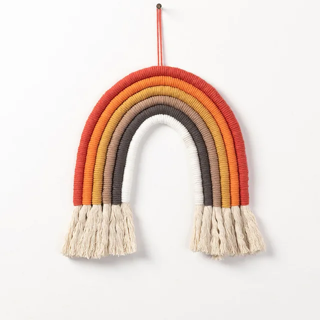 DIY Rope Rainbow Wall Hanging Decoration Handmade Woven Rainbow Decoration Nordic Baby Room Accessories Living Room Home Decor 6