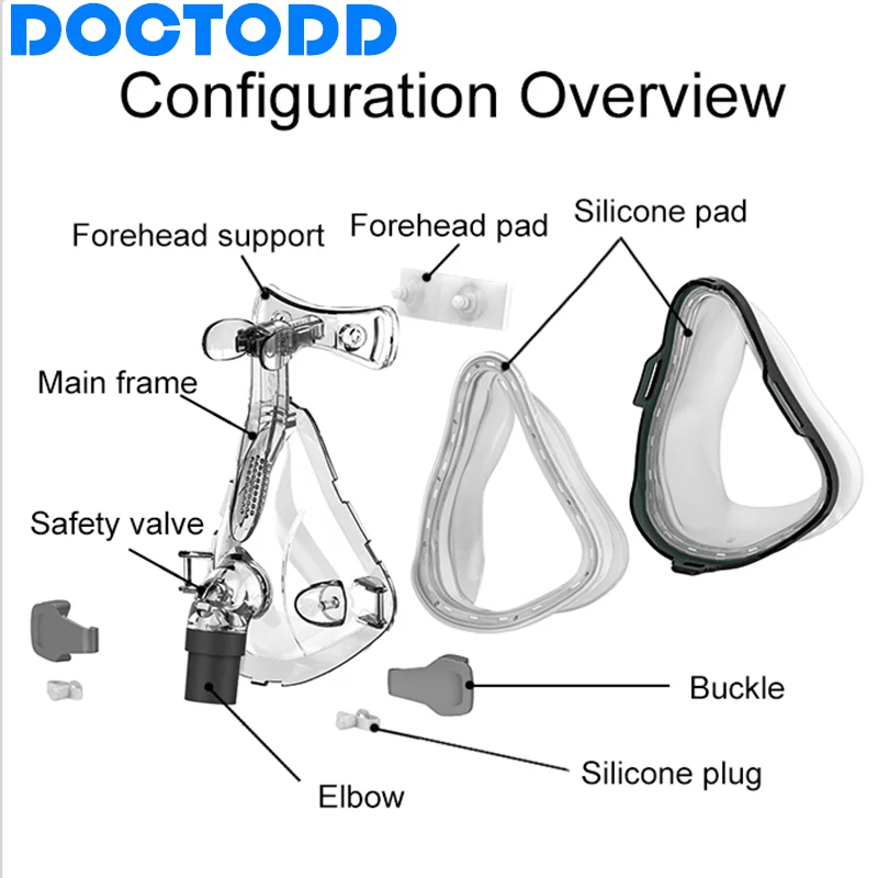 DOCTODD F1B полная маска для лица CPAP BIPAP полная маска для лица Размеры S/M/L имеют специальные эффекты для защиты от храпа и сна CPAP маска