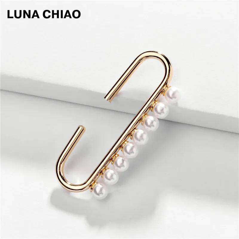 LUNA CHIAO, модные ювелирные изделия, стеклянные жемчужные серьги-манжеты, шикарный стиль, простые большие серьги-манжеты для женщин и девушек - Окраска металла: A0846