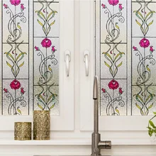 Витражный цветочный узор, стеклянная наклейка, статическая пленка, горячая Распродажа, тиснение, защита конфиденциальности, мульти-размер, перерабатываемая пленка