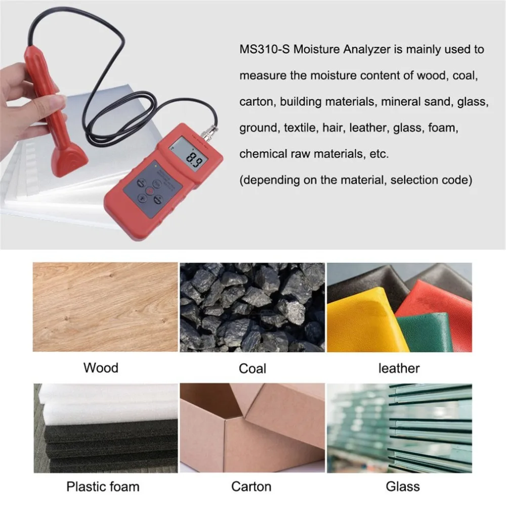 Анализатор влажности для измерения деревянных картонных строительных материалов текстиль волос кожа пена химическое сырье