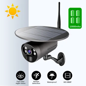 

Solar Outdoor Security Camera Wifi IP CCTV PIR Wireless 1080P HD IR Night-vision with Solar Panel Charging Battery Cloud Storage