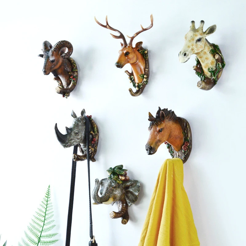 Perchero de Cabeza colgando con forma de Animal para decoración de colgador creativo para bufanda, llaves, cuernos de animales|Ganchos y - AliExpress