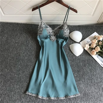 

Women's bottom skirt sexy nightdress summer temptation sling chest pad nightdress thin lace split skirt home skirt wild nuisette