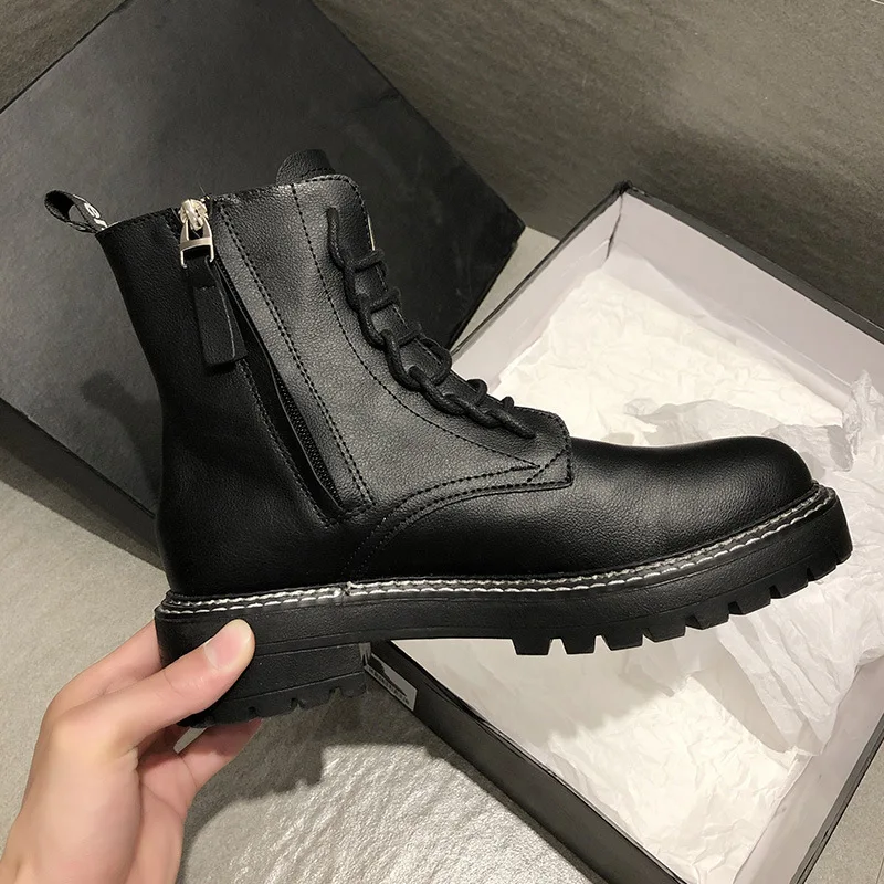 

Short Boots Spring And Autumn Single Boots 2019 New Style song yan Fei Celebrity Style Workwear Martin Boots Women's Handsome Br