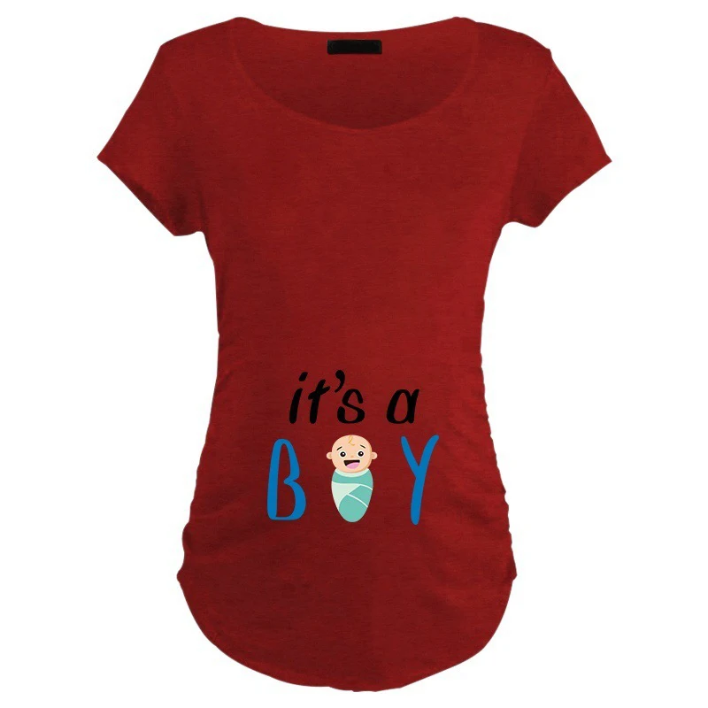 Новинка, летняя футболка размера плюс M-3XL с рисунком для беременных, повседневная детская футболка с принтом для беременных женщин, футболка с коротким рукавом для беременных, Забавный Топ - Цвет: Red