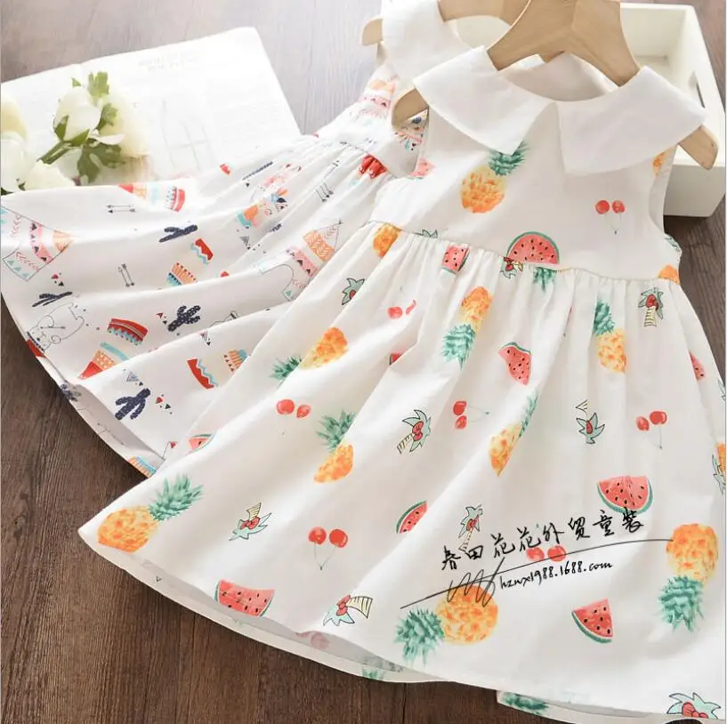 Детское хлопковое платье г.; летние белые детские платья с принтом; милое детское платье-рубашка без рукавов; Одежда для девочек