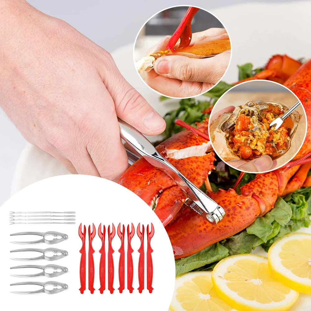 13pcs Nuts Opener Professional Kitchen Sheller Crab Cracker Picnic Storage Bag Seafood Tool Set Zinc Alloy Lobster Picks Shrimp | Дом и сад