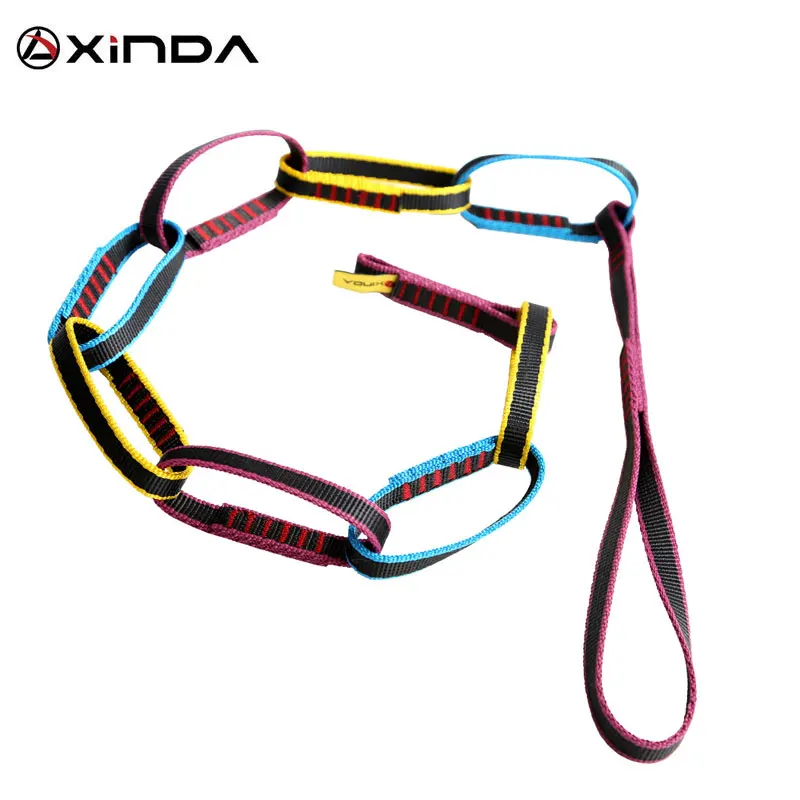 

Outdoor Rock Climbing Downhill Safety Sling Webbing Loop Daisy Chain Rope 22KN