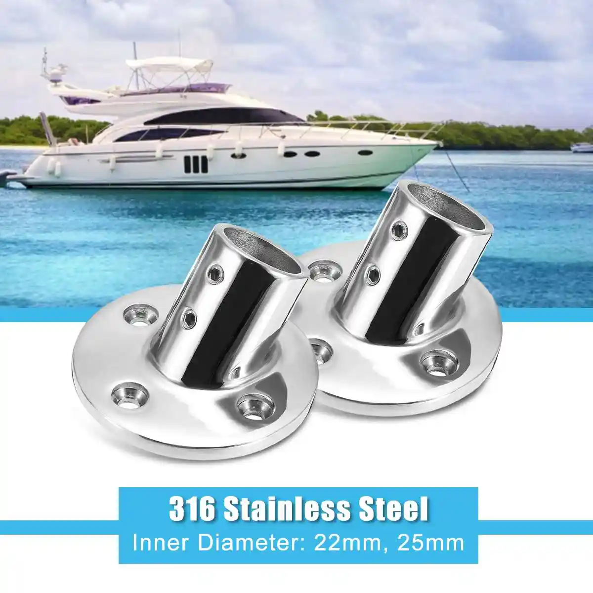 316 Stainless Steel Boat Tube Pipe Base Marine 90° Railing Handrail