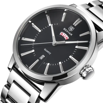 

BENYAR Luxury Men's Quartz Waterproof Watch Stainless Steel Strap Casual Watch Relogio Masculino Automatic week calendar CLock