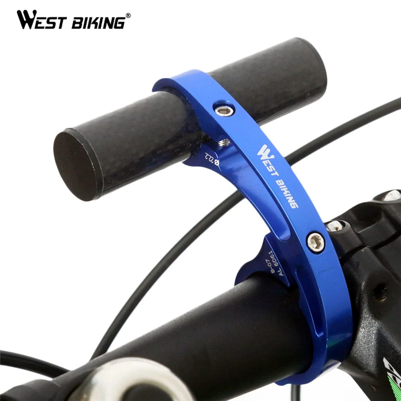 cheap WEST BIKING Bike Handlebar Extended Bicycle Aluminium Alloy Bracket Holder MTB Flashlight Torch Lamp Holder Handle Bar Extender