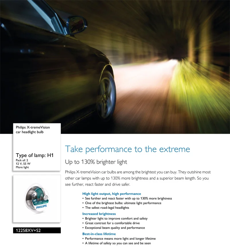 Philips H1 12V 55W X-tremeVision Автомобильные фары галогенные лампы Автомобильные оригинальные лампы+ 130% ярче ECE RU продавец
