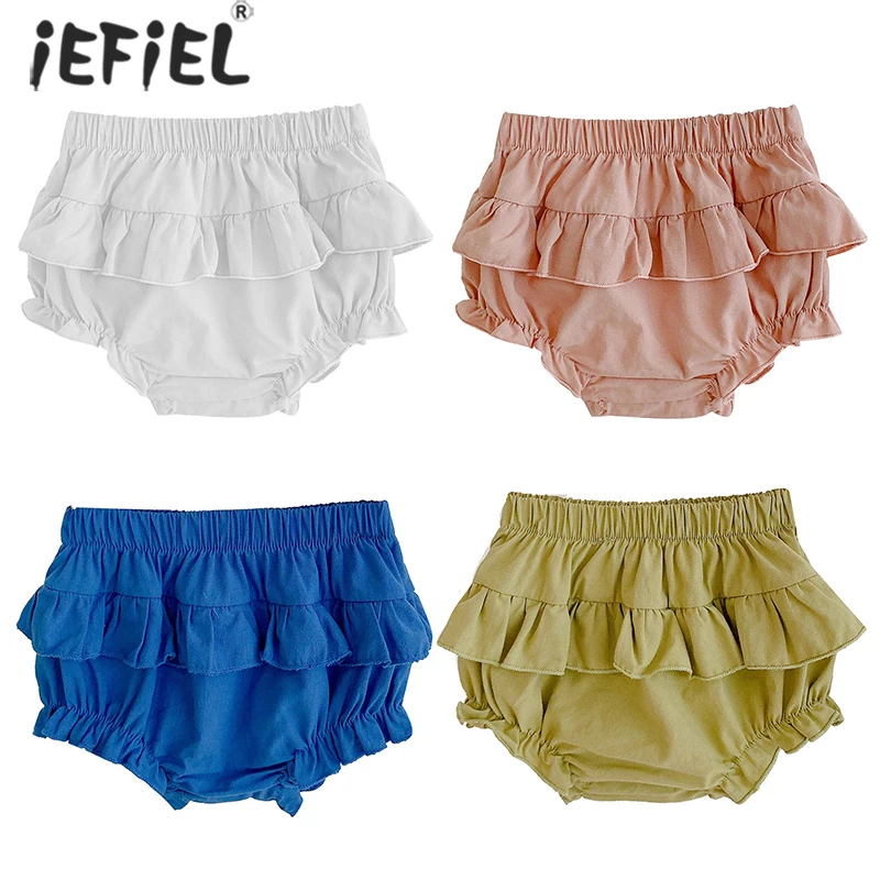 Cotton Ruffle Baby Girls Boys Bloomers Shorts Elastic Waistband Cute Pants Tutu Design Infant Short Diaper Cover Set беби-блумер