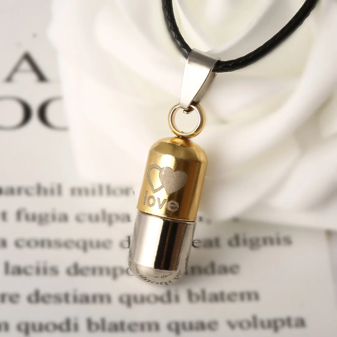 Shellhard Ash Holder Keepsake Neckalces Vintage Metal Urn Cremation Love Pill Pendant Necklace For Men Women Jewelry