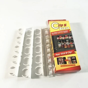 

4pcs Ktichen Spice Clips Cabinet Door Self-adhesive Organizer Rack N Spice Clip Strips Household Ktichen Seasonings Cans Holder