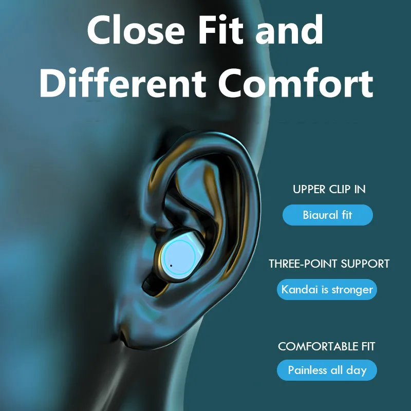 TWS Wireless Bluetooth Earphone with Microphone Sports Waterproof Wireless Headphones Headsets Touch Control Earbuds For Phone