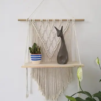 

Macrame Wall Hanging Tapestry Shelf Hand-woven Nordic Bohemian Diy Wall Rack Cotton Line Tapestry Rack Woven Wall Tapestries