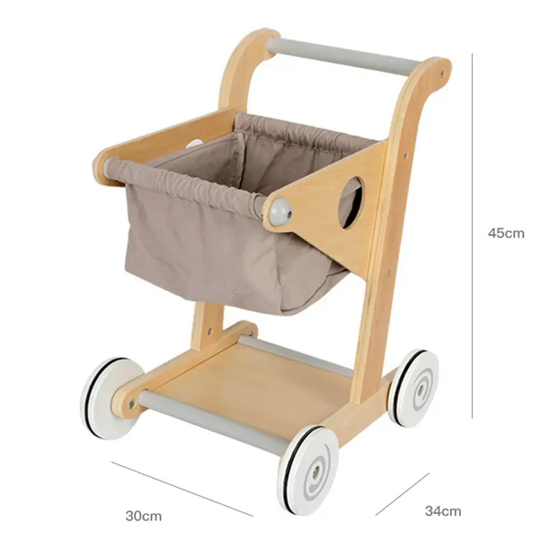 2-in-1 Activity Push Stroller For Infant/ Child, 4 Wheel Wooden Toddler Play Wagon, From Sit to Stand Baby Learning Walker