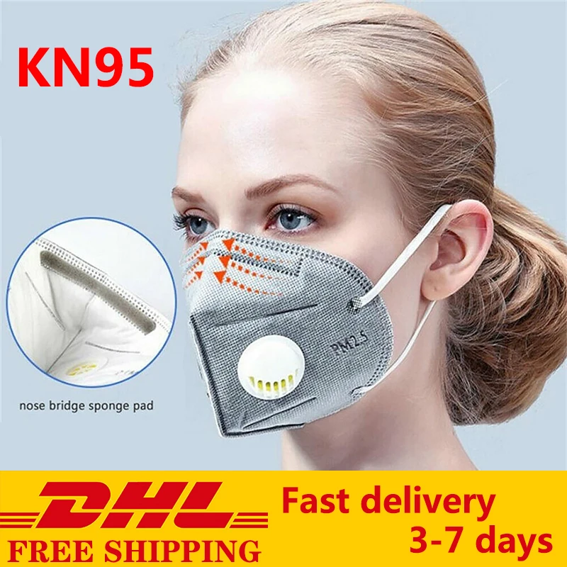 

6 Layer Protection KN95 Mouth Masks Anti PM2.5 Face Mask With Filter Face Mask Anti-virus Bacteria Adult Mask DHL Free Shipping