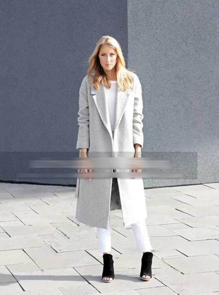 2019 осень зима женский простой кашемировый вид Макси длинный халат поясом пальто Женская шерстяная Верхняя одежда Manteau Femme Abrigos Mujer