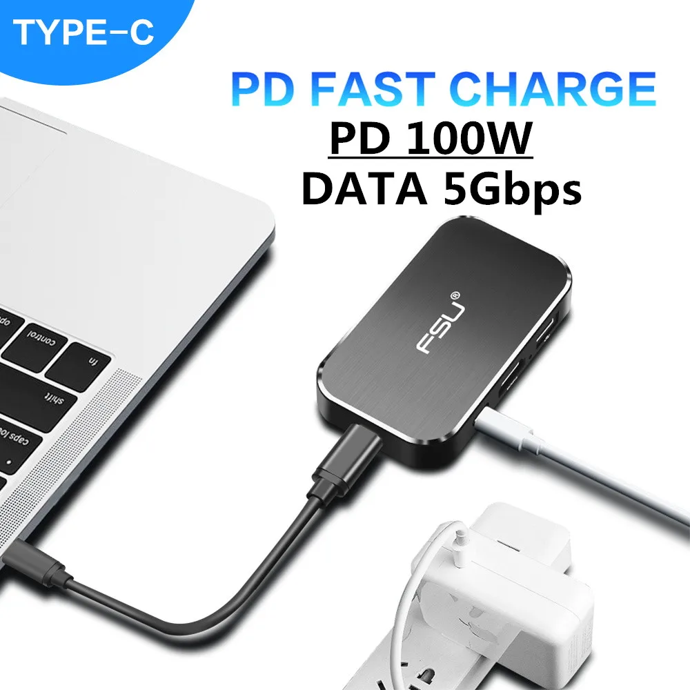 Thunderbolt 3 док-станция USB C type C к HDMI 4K 60 Гц концентратор PD 100 Вт зарядный адаптер type-c концентратор для MateBook проектор Разветвитель переключатель