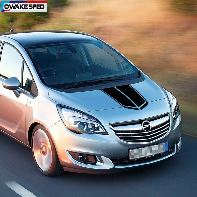 Sport Stripes Car Hood Bonnet Sticker For Opel MERIVA OPC Auto Engine Cover Decor Vinyl Decal Exterior Accessories (4)