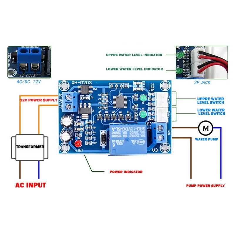 

XH-M203 Full Automatic Water Level Controller Pump Module AC/DC 12V Output