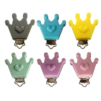 

10pcs Crown Pacifier Clip Silicone Bead Baby Teether Teething Accessories Clip Nipple Clasps Toy DIY Bead Tool Saliva holder
