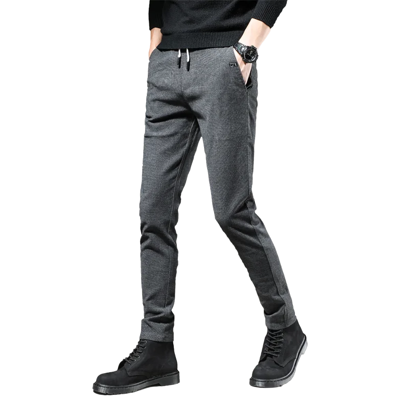 Осень зима мужские облегающие повседневные брюки модные деловые Стрейчевые брюки мужские брендовые клетчатые брюки черные серые прямые хлопковые брюки