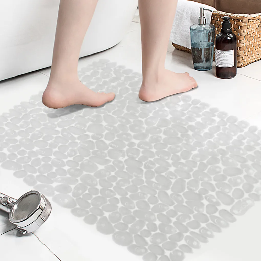 Bathroom Floor Mat Pebble Design Non-slip Square Carpet Bathing Shower Bathtub PVC Pad
