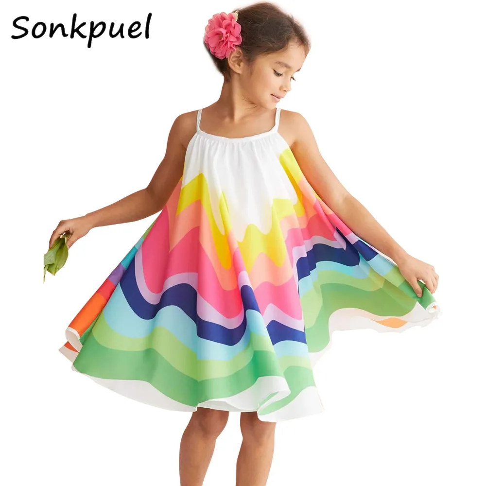Детские платья для девочек; детское элегантное платье принцессы на бретельках; милое летнее платье для девочек 2, 3, 4, От 6 до 8 лет; праздничная одежда для дня рождения