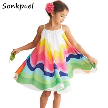 Детские платья для девочек; детское элегантное платье принцессы на бретельках; милое летнее платье для девочек 2, 3, 4, От 6 до 8 лет; праздничная одежда для дня рождения