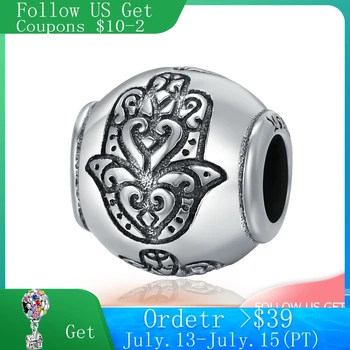 

CodeDog Hot Sale 100% 925 Sterling Silver Fatima Hand Faith Power Beads fit Original Charm Bracelets Women DIY jewelry CMC306