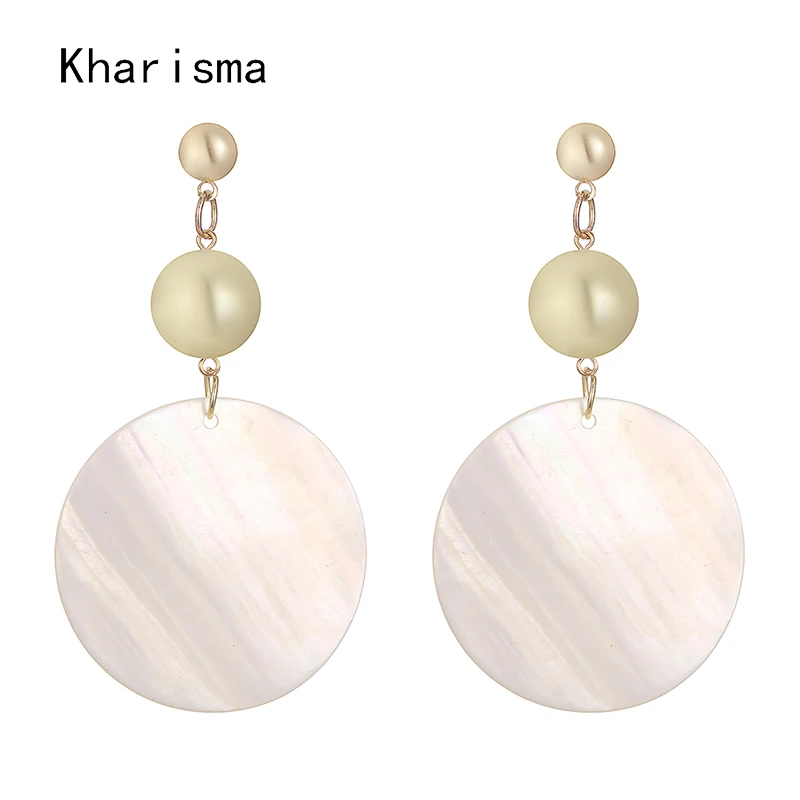 KHARISMA Ethnic African Golden Beads Pom Long Earrings Fashion Jewelry 2019 Summer Beach Round Natural Shell Stud | Украшения и