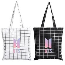 BTS сопутствующие продукты пуленепробиваемые Мальчики холщовые сумки должны помочь в Корейском стиле Простые Женские сумки три цвета клетчатая сумка через плечо