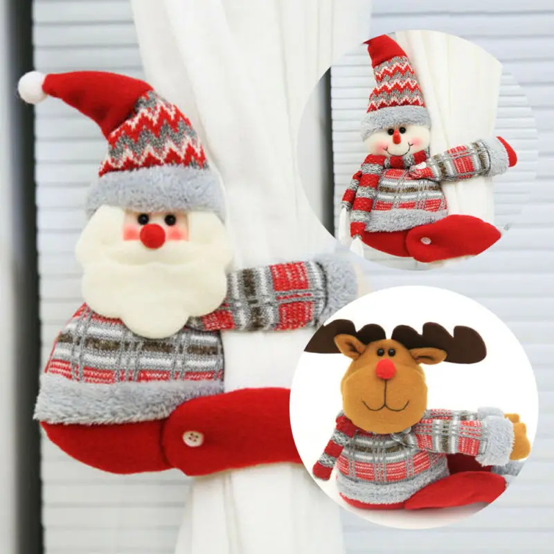 САНТА снеговик олень 219 Рождественский занавес Пряжка держатель зажим Пряжка домашний декор