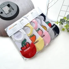 Однотонные носки с фруктовым принтом; клубника, банан, персик, морковь; женские хлопковые мягкие комфортные носки; дышащие повседневные носки; сезон весна-лето