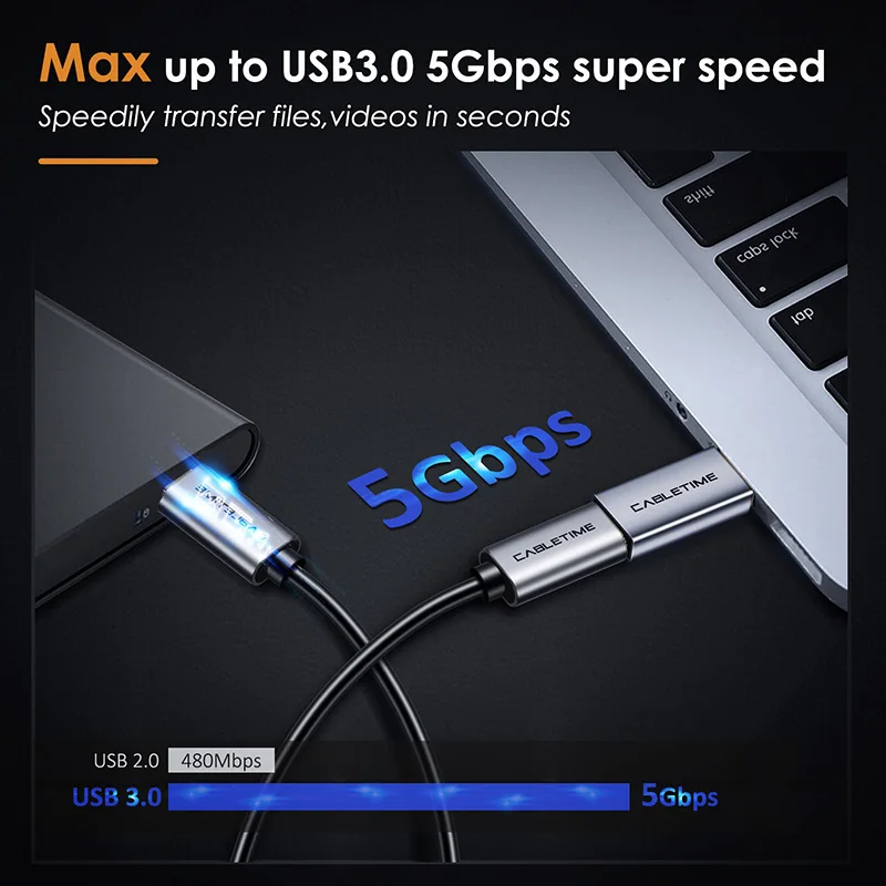 Адаптер CABLETIME Type C USB к 3 0 A папа OTG для быстрой зарядки и синхронизации Macbook Air Matebook X