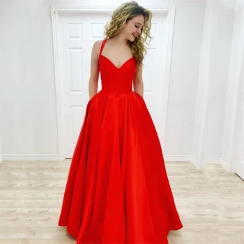 

UZN Sexy Sweetheart Neck Prom Dresses 2021 Satin Halter Neck Long Party Gowns New Arrival Girls Evening Dress With Pockets