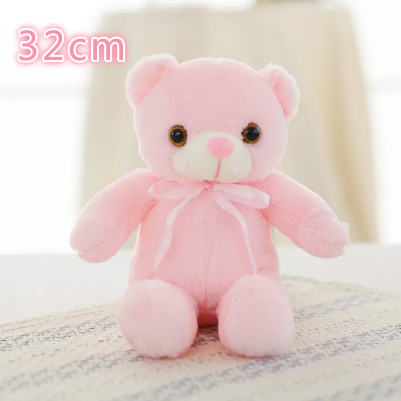 32cm Pink Bear 50 см красочные светящиеся плюшевая собака светодиодный светильник Подушка Детские Мягкие игрушки кукла животного подарок на день рождения для ребенка - Цвет: 32cm Pink Bear